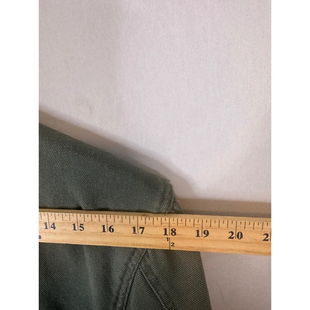 Orvis Mens Canvas Field Blazer Jacket Green Leather Trim Elbow Patches 40L